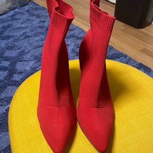Size 11 red sock booties by mia. 3 inch heels, pull on. Pointed toe